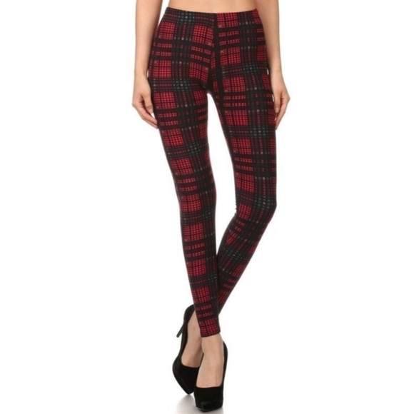 LEGGINGS DEPOT Red & Green Check Plaid Christmas Plus Size 12 NWT - Picture 3 of 5